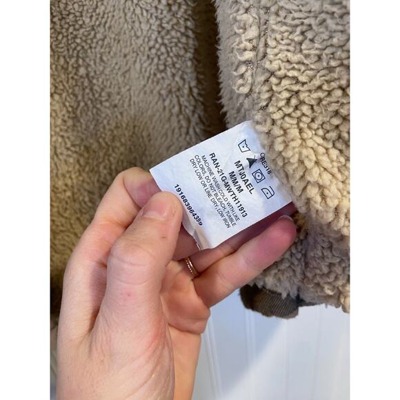 Wrangler Sherpa Fleece Lined Flannel Shirt Mens Med Jacket Green Plaid Outdoor - Picture 4 of 5